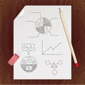 Blank paper page, pencil, eraser, chart template Royalty Free Stock Photo