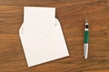 Blank paper, pen and envelope Royalty Free Stock Photo