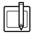 Blank paper and a pencil vector icon. Black and white illustration of note pad and pen. Outline linear icon.