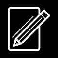 Blank paper and a pencil vector icon. Black and white illustration of note pad and pen. Outline linear icon. Royalty Free Stock Photo