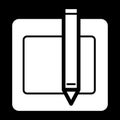 Blank paper and a pencil vector icon. Black and white illustration of note pad and pen. Solid linear icon. Royalty Free Stock Photo