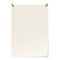 blank paper with pins and corner sticking out Royalty Free Stock Photo