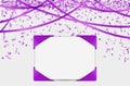 Blank paper with purple elements and confetti Royalty Free Stock Photo