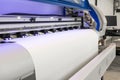 Blank paper roll in large printer format inkjet machine for industrial business Royalty Free Stock Photo