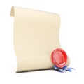 Blank paper roll with wax seal Royalty Free Stock Photo