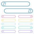 Blank paper scroll icons in rounded color ghost buttons