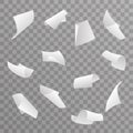 Blank paper sheet 3d curl flying set transparent background vector illustration Royalty Free Stock Photo