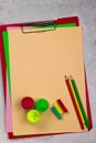 blank paper sheet ,paints,chalks and pencils Royalty Free Stock Photo