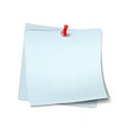 Blank paper sheet with push pin - mock-up. Important note with pushpin. Memo sticker. Reminder mockup Royalty Free Stock Photo