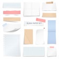 Blank Paper Sheets Strips Realistic Collection