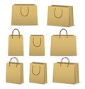 Blank paper shopping bags set isolated on white Royalty Free Stock Photo