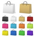 Blank paper shopping bags set on white Royalty Free Stock Photo