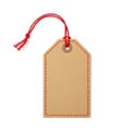 Blank paper tag with red string isolated on white background Royalty Free Stock Photo