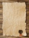 Blank paper with wax seal Royalty Free Stock Photo