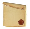 Blank paper with wax seal. Royalty Free Stock Photo