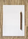 Blank Paper and wood Pencil on nature background