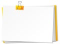 Blank papers and binder clip template Royalty Free Stock Photo