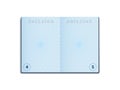 Blank passport. Opened document layout, page sheet with watermark. Empty foreign passport pages, identity card, vector