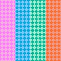 4 columns of different colors pattern with geometry shapes circle, rhombus, rectangle, square with curves