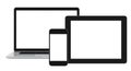 Blank phone tablet and laptop on white background Royalty Free Stock Photo