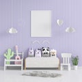 Blank photo frame for mockup in living room, 3D rendering Royalty Free Stock Photo
