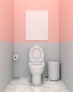 Blank photo frame for mockup in toilet, 3D rendering Royalty Free Stock Photo