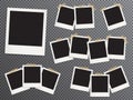 Blank photo frames set hanging on adhesive tape Royalty Free Stock Photo