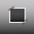 Blank photo frames as a set pinned with a duct tape vector illustration Royalty Free Stock Photo