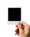 Blank photo in human hand with clipping path Royalty Free Stock Photo