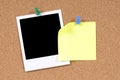 Polaroid frame photo print with yellow post it style sticky note, blank, copy space Royalty Free Stock Photo