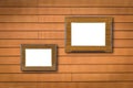 Blank photo wood frame on old brick wall Royalty Free Stock Photo