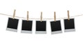 Blank photos on the clothesline Royalty Free Stock Photo