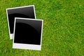 Blank photos frames on grass background Royalty Free Stock Photo