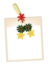 Blank Photos with Golden Stars Hanging on Clothesline