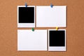 Blank polaroid photo frame index card cork background copy space Royalty Free Stock Photo