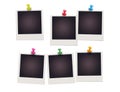 Blank photos pinned isolated on the white background. Royalty Free Stock Photo
