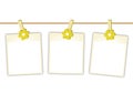 Blank Photos with Yellow Flowers Hanging on Clothe
