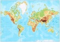 Blank Physical World Map and bathymetry