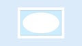 Blank picture frame white, framework wooden white on blue pastel background for picture, white frame on blue soft color isolated