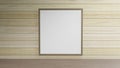 The blank picture frame on wood wall for background content 3d rendering Royalty Free Stock Photo