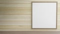 The blank picture frame on wood wall for background content 3d rendering Royalty Free Stock Photo