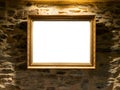 Blank picture hanging on an old rural wall and vintage frame Royalty Free Stock Photo