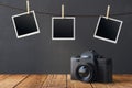 Blank pictures and photo camera Royalty Free Stock Photo