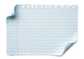 A blank piece of lined paper with a torn edge and a blue sticky note attached Royalty Free Stock Photo