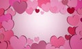 3D rendering of pink hearts forming frame around pink background Royalty Free Stock Photo
