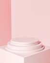 Blank pink circular pedestal closeup