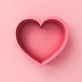 Blank pink love heart box isolated on pink pastel color background with shadow minimal concept Royalty Free Stock Photo