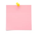 Blank pink post-it note Royalty Free Stock Photo
