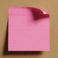 Blank pink post-it note on corkboard Royalty Free Stock Photo
