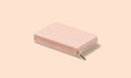Blank pink small money wallet mockup lying, side view